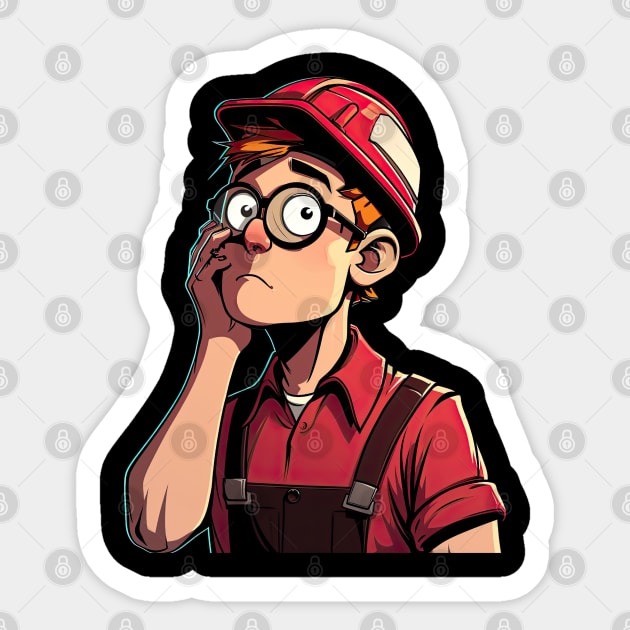 World's Okayest Construction Engineer v2 (no text) Sticker by AI-datamancer